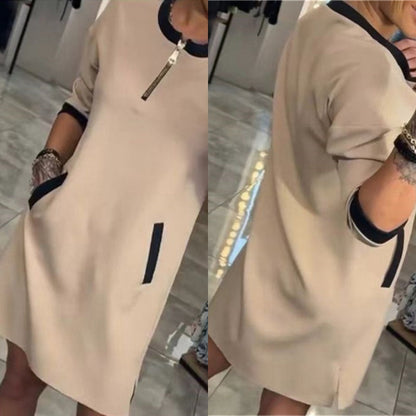 50%Rabatt🔥Trendy, lässiges Kleid mit V-Ausschnitt und 3/4-Ärmeln für Damen