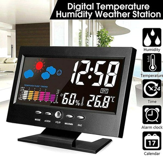 Digitaler LED-Temperatur-Feuchtigkeitsmonitor Wettervorhersage LED-Tischwecker