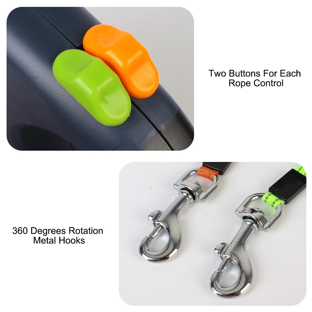 Auto Retractable Double-Ended Traction Rope Roulette Pet supplies With Flashlight