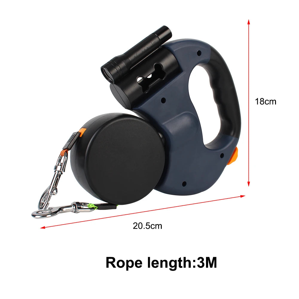 Auto Retractable Double-Ended Traction Rope Roulette Pet supplies With Flashlight