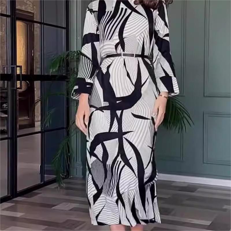 💕HEIßER SALE 52% RABATT 💕Elegantes Stretchkleid mit Rundhalsausschnitt und Gürtel