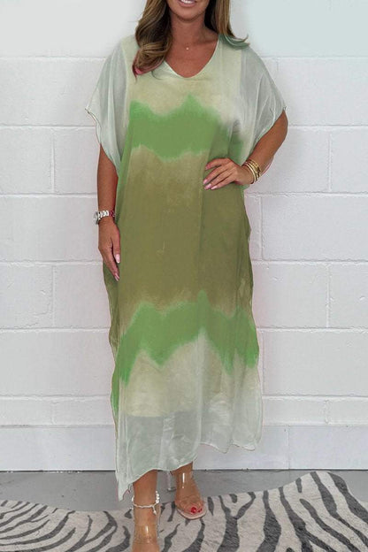 Women's long Chiffon Maxi Dip Dye Dress